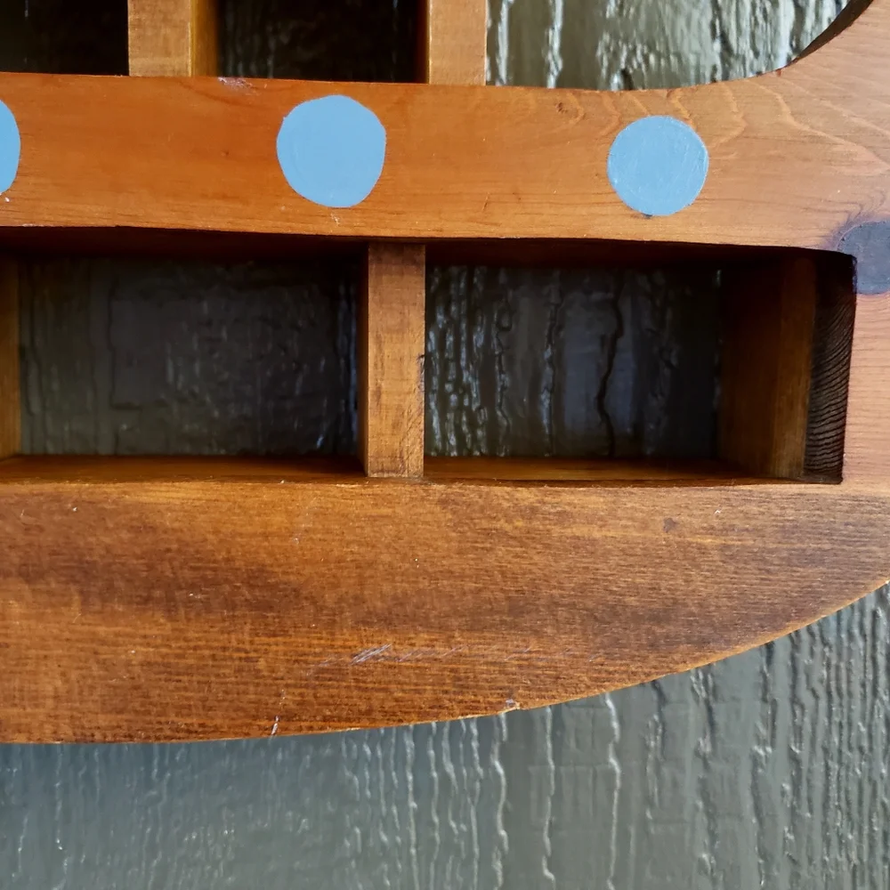 Vintage Handmade Folk Art Wooden Boat Wall Shelf Ornament Display Nautical Decor